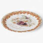 Herbst in der Liebe Pumpkin Blumenhochzeit Pappteller (Schrägansicht)