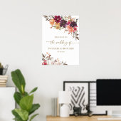 Herbst in der Liebe Pumpkin Blumenhochzeit Willkom Poster (Heimbüro)