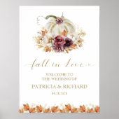 Herbst in der Liebe Pumpkin Blumenhochzeit Willkom Poster (Vorne)