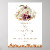 Herbst in der Liebe Pumpkin Blumenhochzeit Willkom Poster (Vorne)