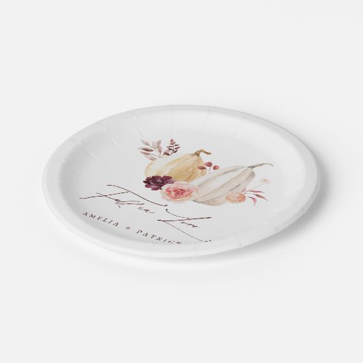 Herbst in der Liebe Pumpkin Herbsthochzeit Pappteller (Schrägansicht)