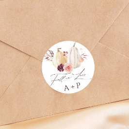 Herbst in der Liebe Pumpkin Herbsthochzeit Runder Aufkleber