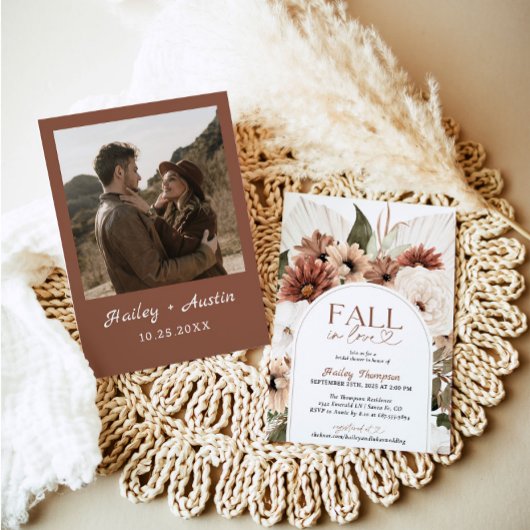 Herbst in der Liebe rustikale Boho Brautparty Terr Einladung