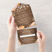 Herbst in der Liebe Rustikale Herbstkürbis All In One Einladung (Abreißen)