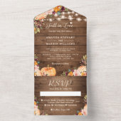 Herbst in der Liebe Rustikale Herbstkürbis All In One Einladung (Innen Boden)