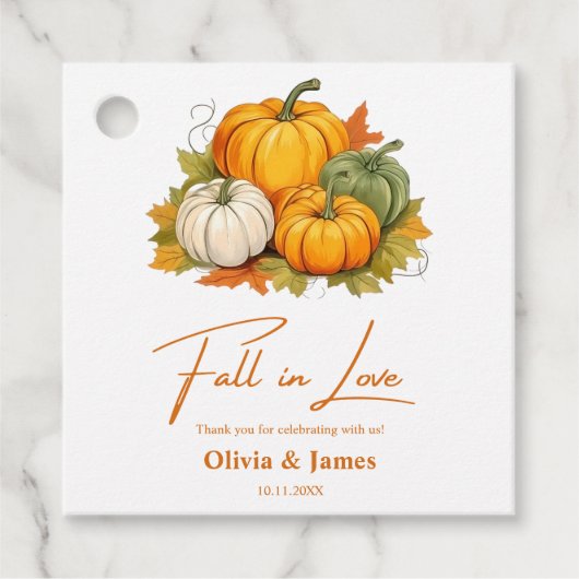 Herbst in der Liebe Rustikale Kürbishochzeit Geschenkanhänger (Vorderseite)