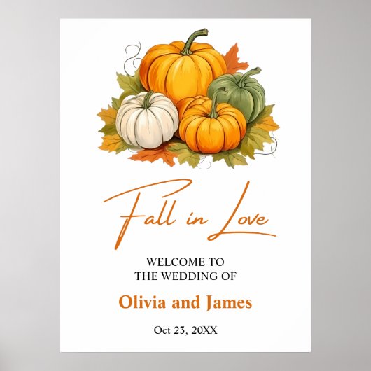 Herbst in der Liebe Rustikale Kürbishochzeit Willk Poster (Vorne)