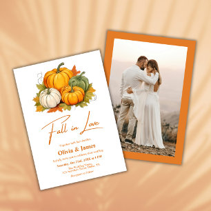 Herbst in der Liebe Rustikale Pumpkin Foto Hochzei Einladung