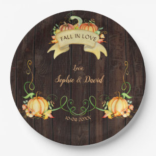 Herbst in der Liebe Wasserfarbe Pumpkin alte Barne Pappteller