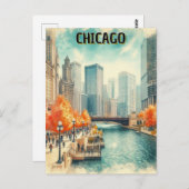 Herbst in der Stadt Chicago Postkarte (Vorne/Hinten)