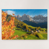Herbst in Dolomiten Berglandschaft mit Kirche Puzzle (Horizontal)