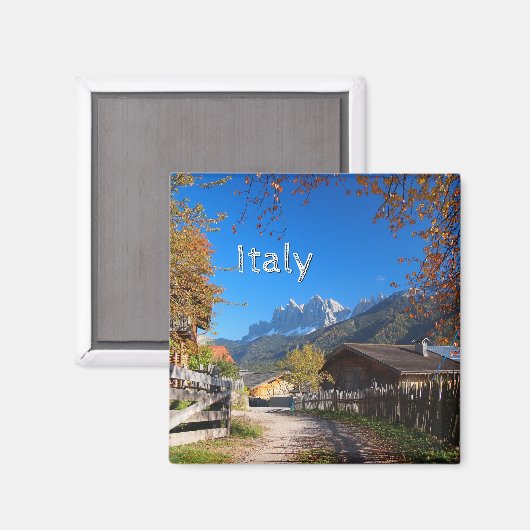 Herbst in einem Dorf in den Dolomiten in Italien Magnet (Vorderseite/Rückseite)