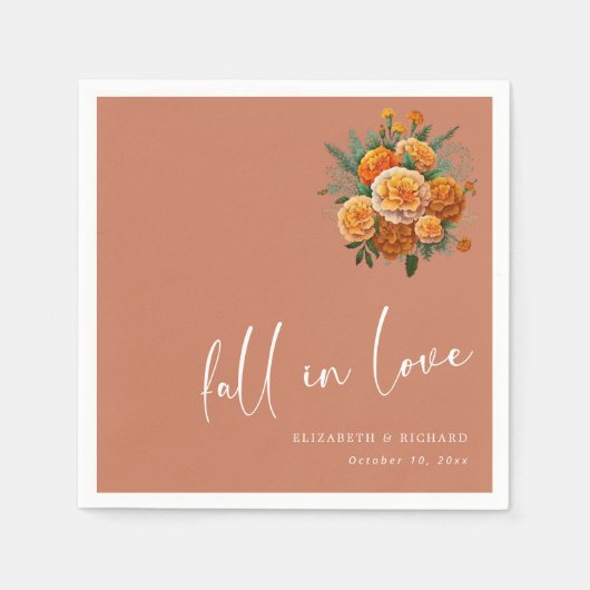 Herbst in Liebe auf Terracotta: Einzigartige Hochz Serviette (Vorderseite)