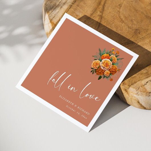 Herbst in Liebe auf Terracotta: Einzigartige Hochz Serviette