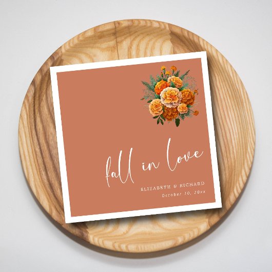 Herbst in Liebe auf Terracotta: Einzigartige Hochz Serviette