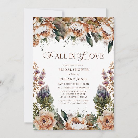 Herbst in Liebe Blumendusche Einladung (Vorderseite)