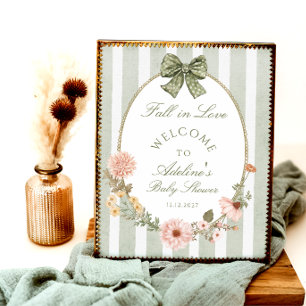 Herbst in Liebe Blumendusche Vintag Baby Begrüßung Poster