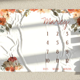 Herbst in Liebe Blumenpumpen Baby Milestone Schupp Fleecedecke