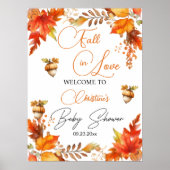 Herbst in Liebe Boho Floral Baby Dusche Willkommen Poster (Vorne)