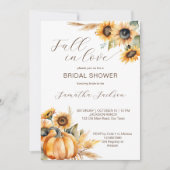 Herbst in Liebe boho Kürbis Sonnenblumen Brautpart Einladung (Vorderseite)