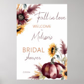 Herbst in Liebe boho Kürbis Sonnenblumen Willkomme Poster (Vorne)