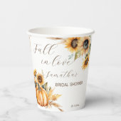 Herbst in Liebe Boho Kürbis Sonnenblumengeschirr Pappbecher (Rückseite)