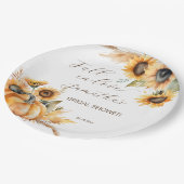 Herbst in Liebe Boho Kürbis Sonnenblumengeschirr Pappteller (Schrägansicht)