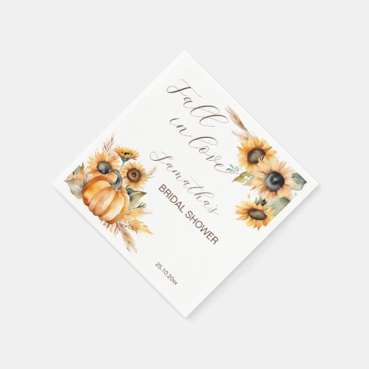 Herbst in Liebe Boho Kürbis Sonnenblumengeschirr Serviette (Ecke)