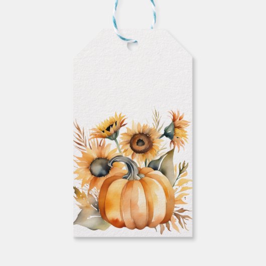 Herbst in Liebe boho Kürbissonnenblumen Gefallen Geschenkanhänger (Rückseite)