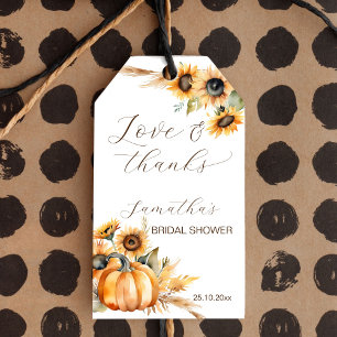 Herbst in Liebe boho Kürbissonnenblumen Gefallen Geschenkanhänger