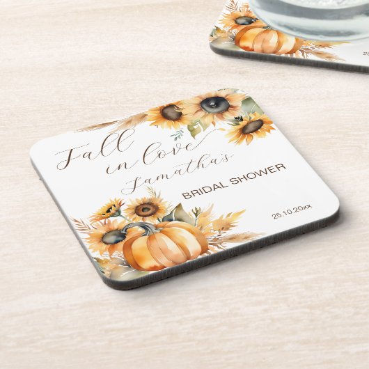 Herbst in Liebe boho Kürbissonnenblumen Gefallen Getränkeuntersetzer (Linke Seite)