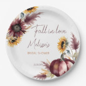 Herbst in Liebe boho Kürbissonnenblumenöl Brautpar Pappteller (Vorderseite)