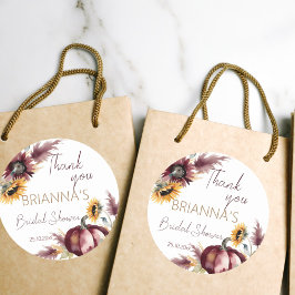 Herbst in Liebe boho Kürbissonnenblumenöl Brautpar Runder Aufkleber