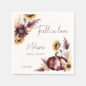 Herbst in Liebe boho Kürbissonnenblumenöl Brautpar Serviette (Vorderseite)