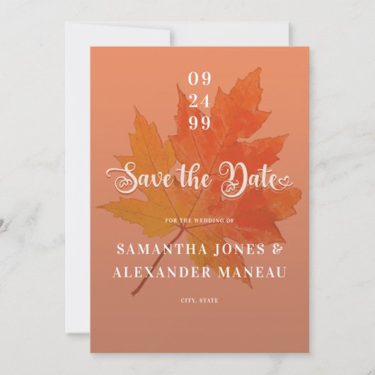Herbst in Liebe Boho Leaf Terracotta Kein Foto Hoc Save The Date (Vorderseite)