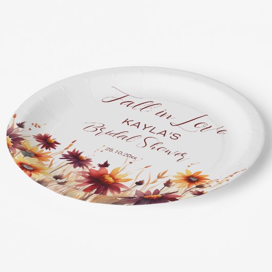 Herbst in Liebe borange-orange Dahlias Brautparty Pappteller (Schrägansicht)