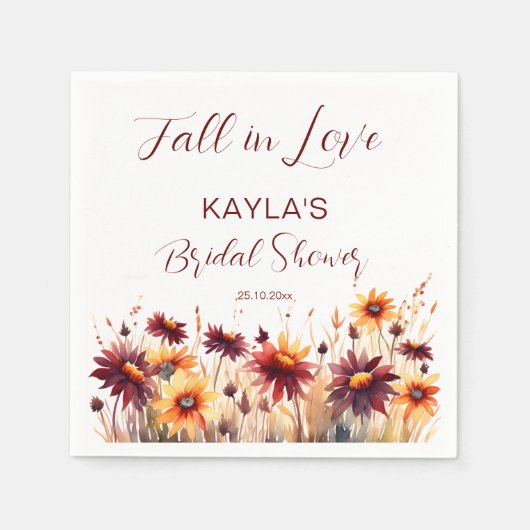 Herbst in Liebe borange-orange Dahlias Brautparty Serviette (Vorderseite)