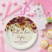 Herbst in Liebe bordeauxfarbene Sonnenblumen Braut Pappteller (Party)