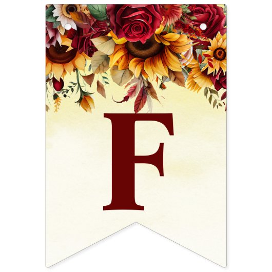 Herbst in Liebe bordeauxfarbene Sonnenblumen Braut Wimpelkette (Zweite Fahne)