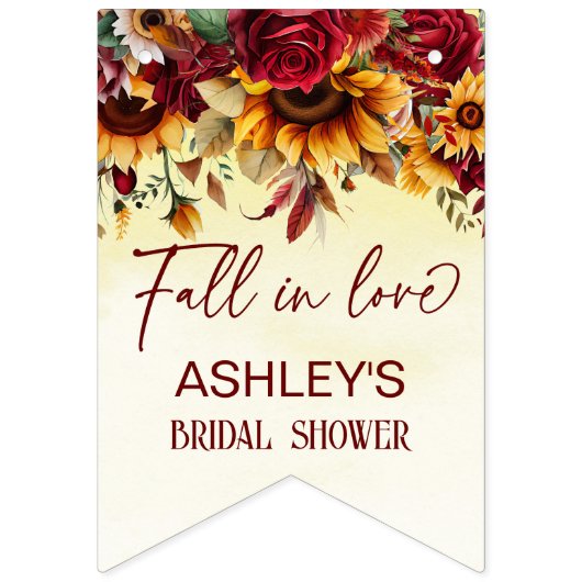 Herbst in Liebe bordeauxfarbene Sonnenblumen Braut Wimpelkette (Erste Fahne)