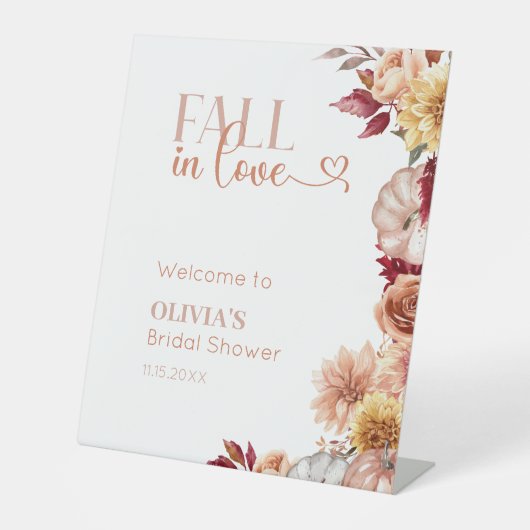 Herbst in Liebe Brautparty Begrüßungstafel Sockelschild (Vorderseite)