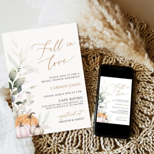 Herbst in Liebe Bridal Dusche Einladung, Pumpkin Einladung
