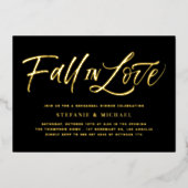 Herbst in Liebe Briefe Schwarze Probe Abendessen Folieneinladung (Vorderseite)