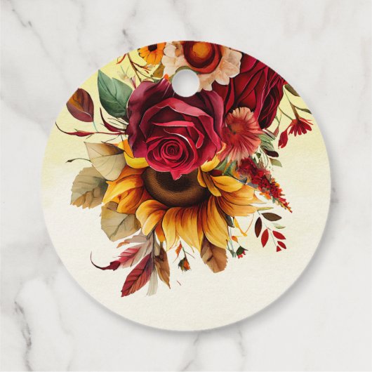 Herbst in Liebe burgundy Rose Sonnenblumen danke I Geschenkanhänger (Rückseite)