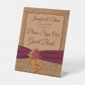 Herbst in Liebe Burlap, Blätter Hochzeit Sockelschild (Vorderseite)