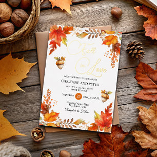 Herbst in Liebe Elegant Boho Blumenzwiebelgolden Folieneinladung