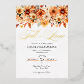 Herbst in Liebe Elegant Boho Blumenzwiebelgolden Folieneinladung (Vorderseite)