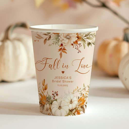 Herbst in Liebe elegantes rustikales Brautparty Pappbecher