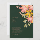 Herbst in Liebe Emerald Green Herbstlaubs Hochzeit Einladung (Vorderseite)