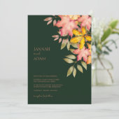 Herbst in Liebe Emerald Green Herbstlaubs Hochzeit Einladung (Stehend Vorderseite)